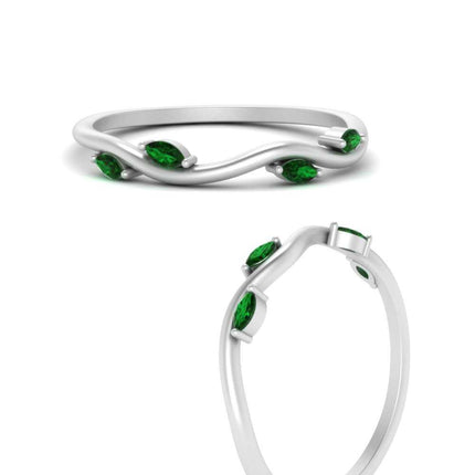 Vine Marquise Simple Wedding Band