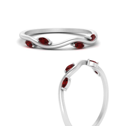 Vine Marquise Simple Wedding Band