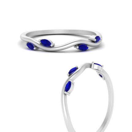 Vine Marquise Simple Wedding Band