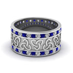 14K White Gold / Blue Sapphire / Lab Grown