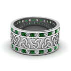 14K White Gold / Green Emerald / Lab Grown