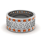 14K White Gold / Orange Sapphire / Lab Grown