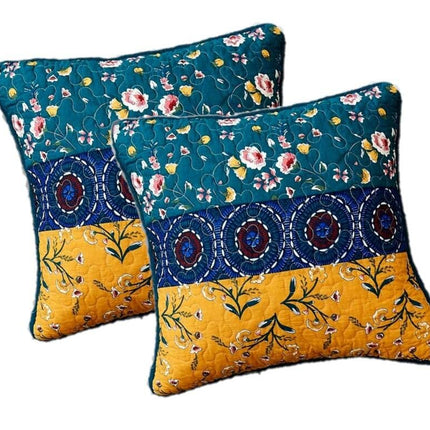 DaDa Bedding Set of 2 Bohemian Patchwork WildFlowers Floral Gardenia Throw Pillow Covers, 18" x 18" (JHW886)