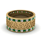 14K Yellow Gold / Green Emerald / Lab Grown