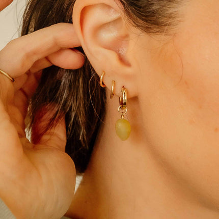 Yellow Opal Hoop Charms