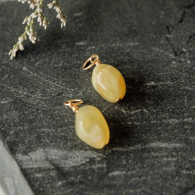 Yellow Opal Hoop Charms